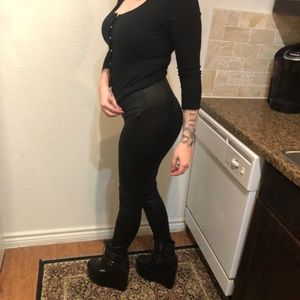 High waisted faux leather leggings